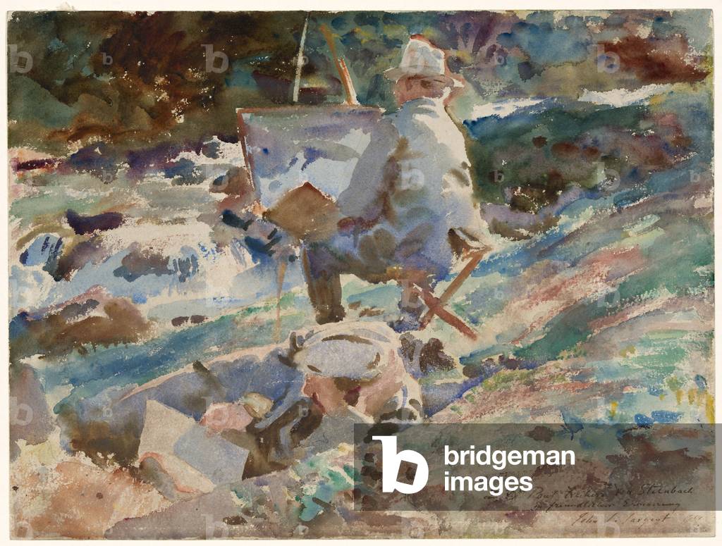 Image of Drawing depicting An Artist at His Easel 1914 by John Singer Sargent