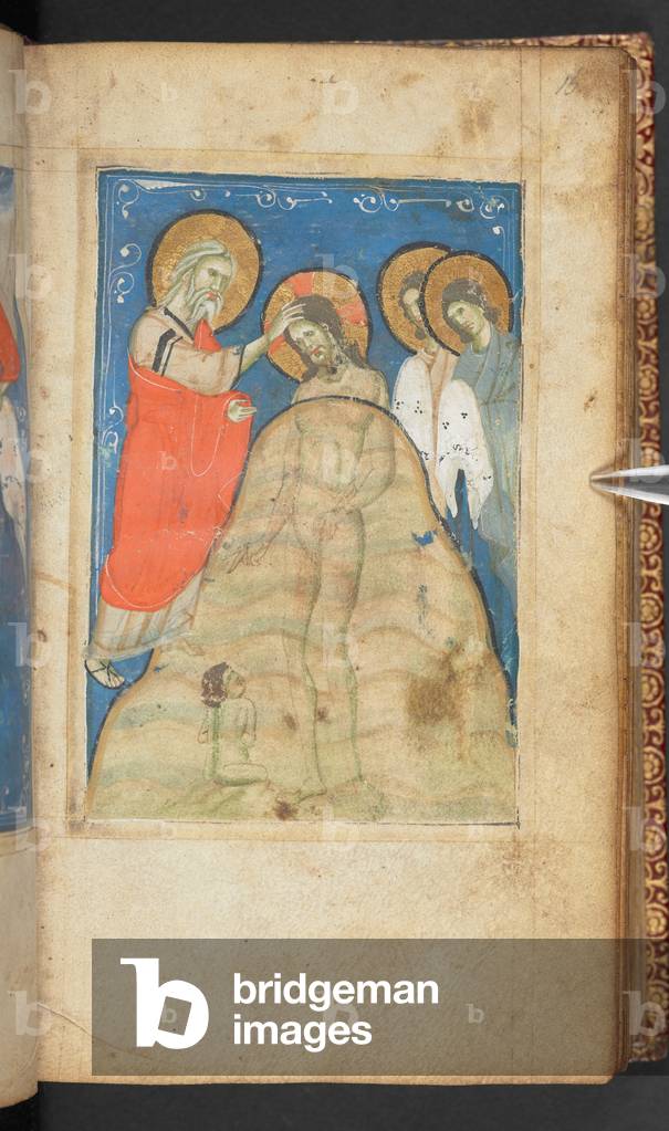 "Szene aus dem Evangelium des heiligen Johannes (Pergament)" von French School