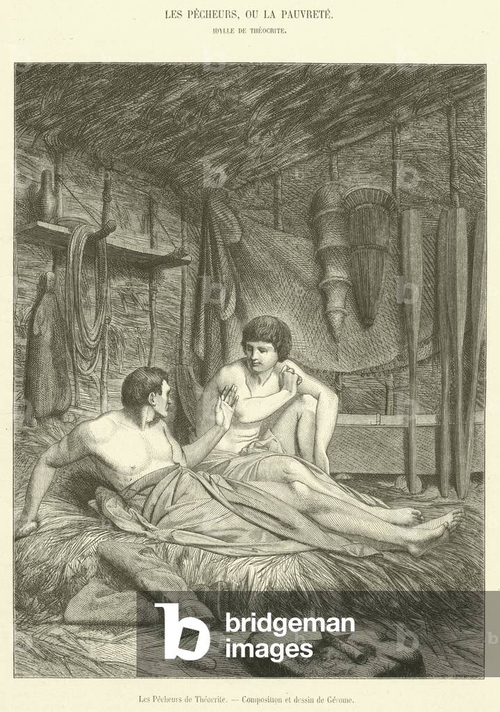 "Les Pecheurs de Theocrite (Gravur)" 1801 von French School, b/w