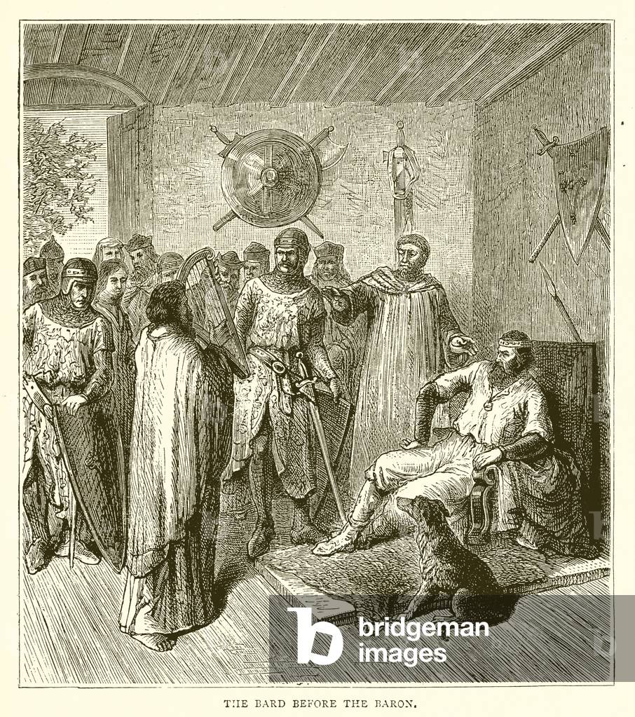 "il bardo prima il barone (incisione)" di English School, b/w