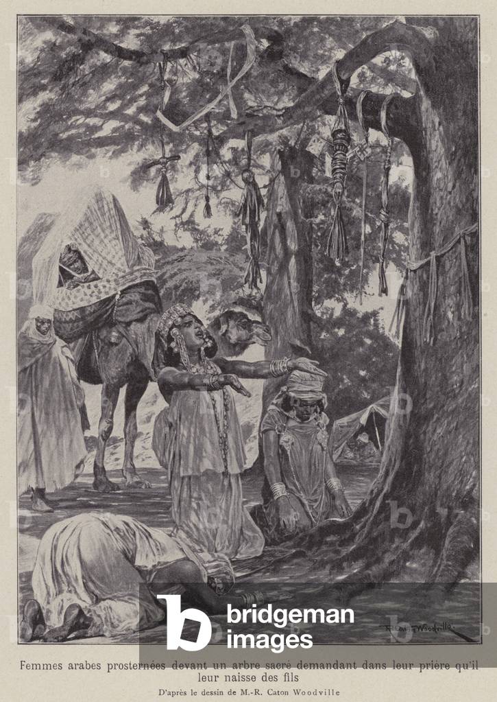 Immagine di Stampa "Le donne arabe si prosternano davanti ad un albero sacro in preghiera che riceveranno loro