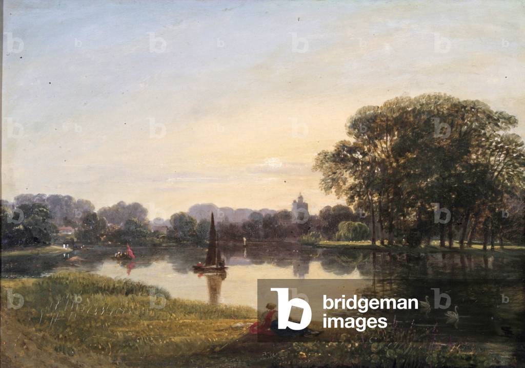 der fluss bei chiswick, c.1800 (öl auf leinwand)