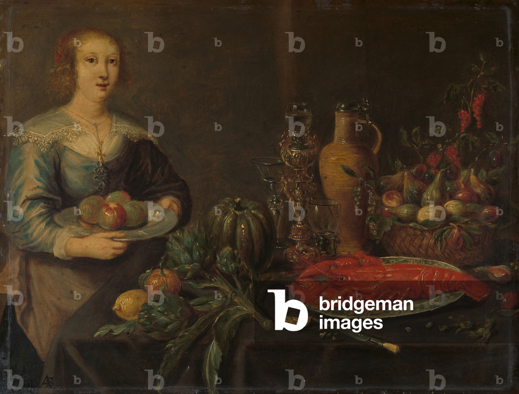 Diener an einem Speisetisch, ca. 1635-1645 (Öl auf Kupfer)