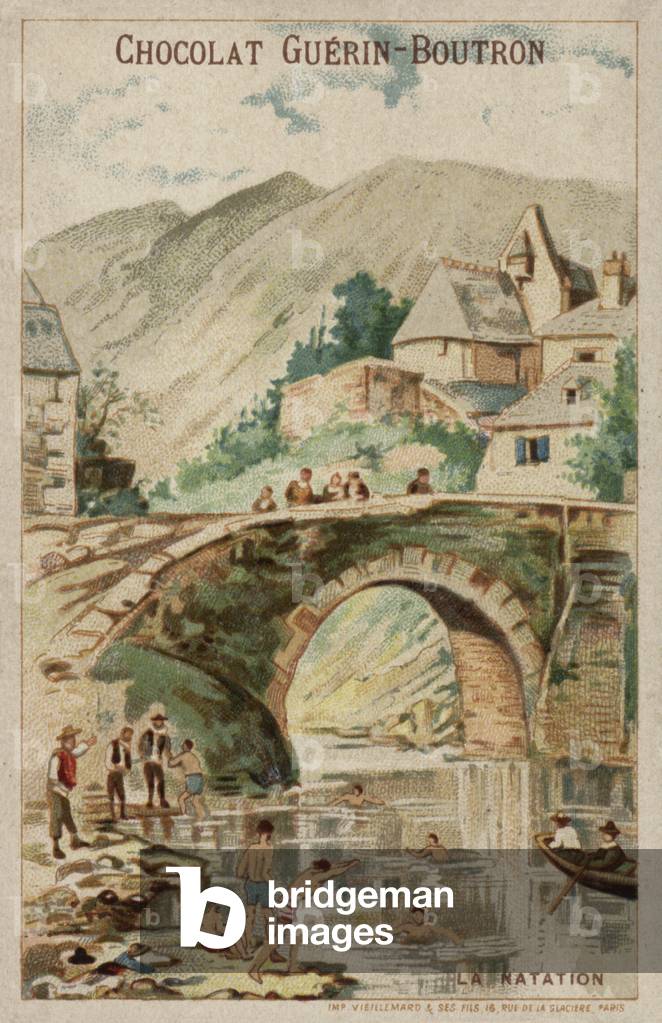 "Schwimmen (Chromolitho)" 1801 von French School