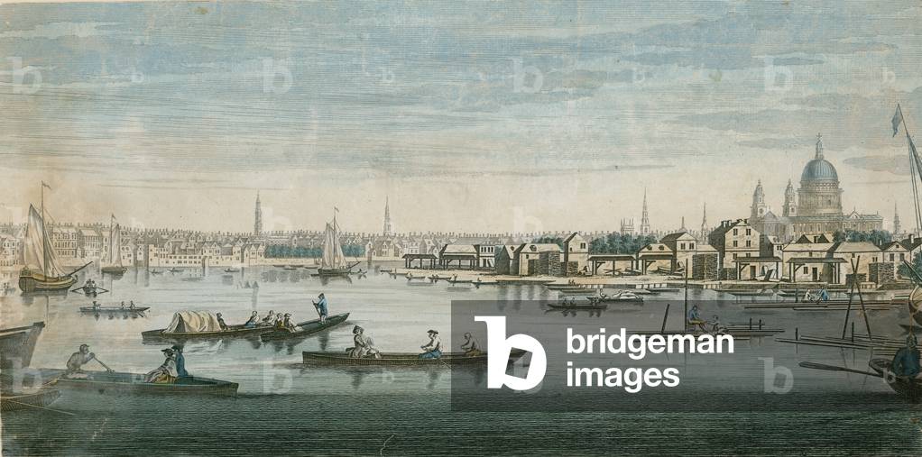 Image of Engraving depicting View of the River Thames by English Artist