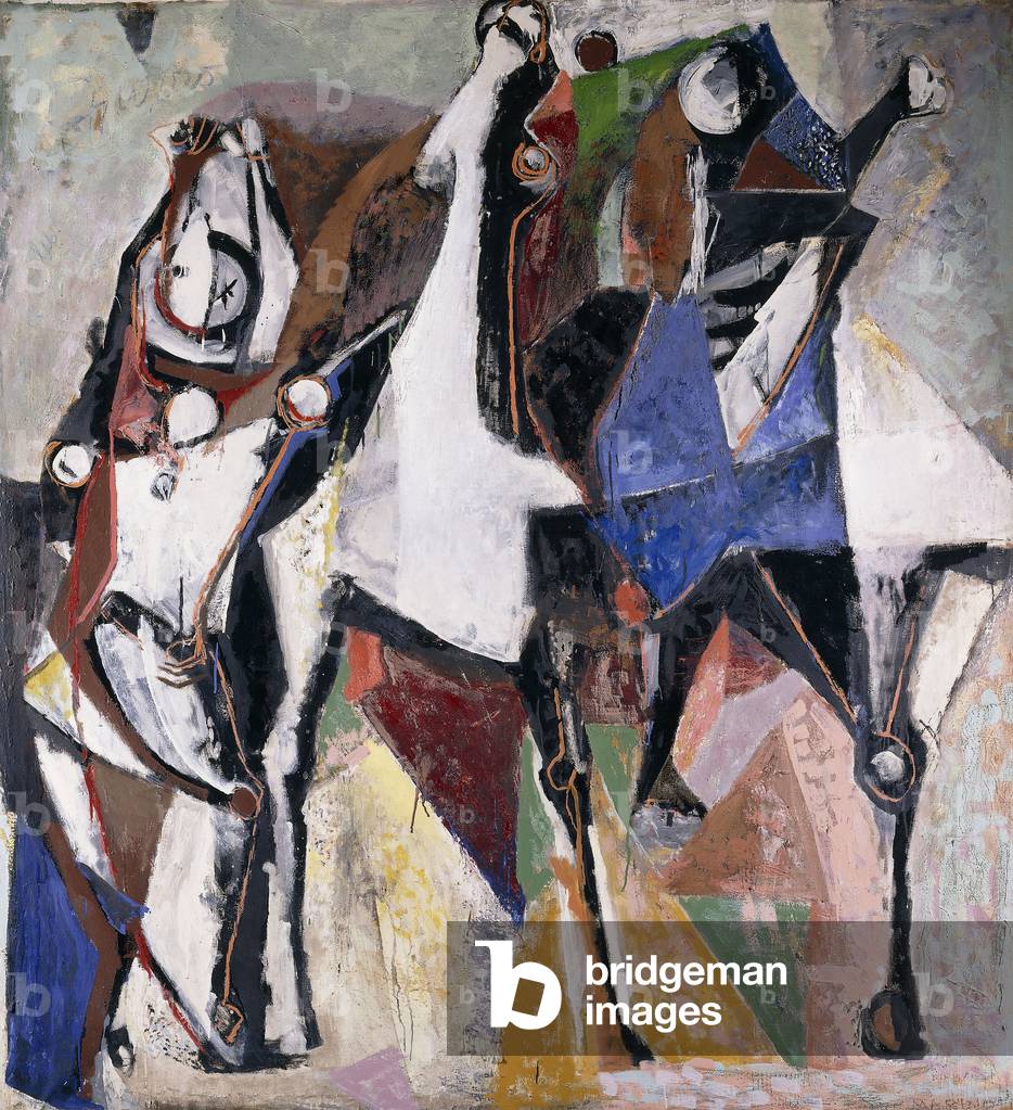 Der blaue Reiter; Il Cavaliere Azzurro, 1952 (öl auf leinwand)