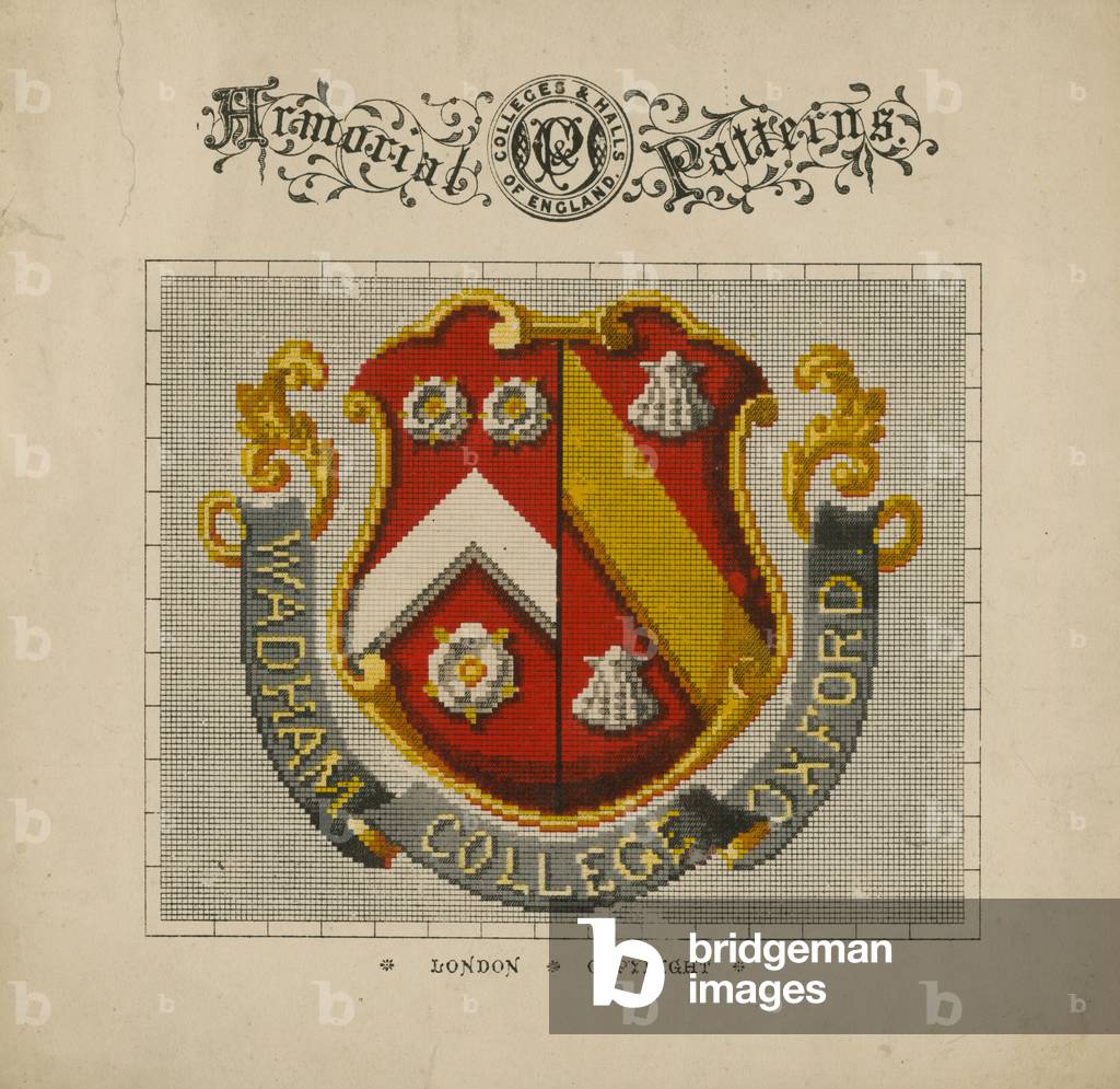 "Wadham College Oxford (color lito)" di English School, b/w