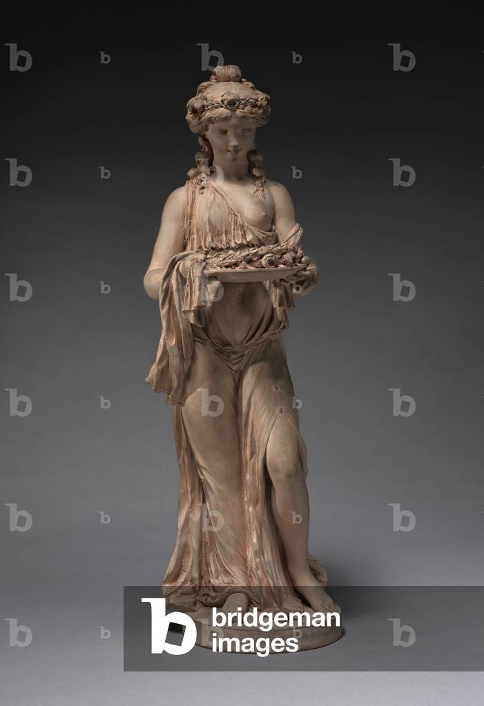 Young Girl Carrying a Garland of Roses on a Platter by Claude Michel Clodion