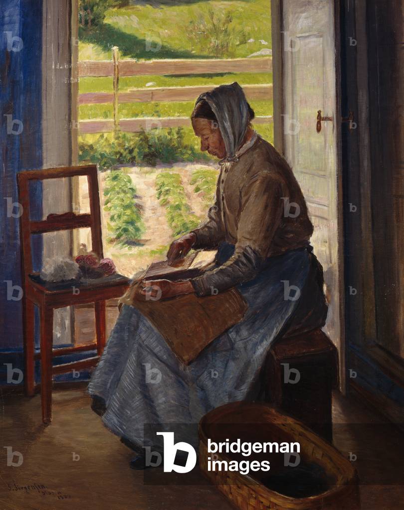 Frau Carding (Öl auf Leinwand)