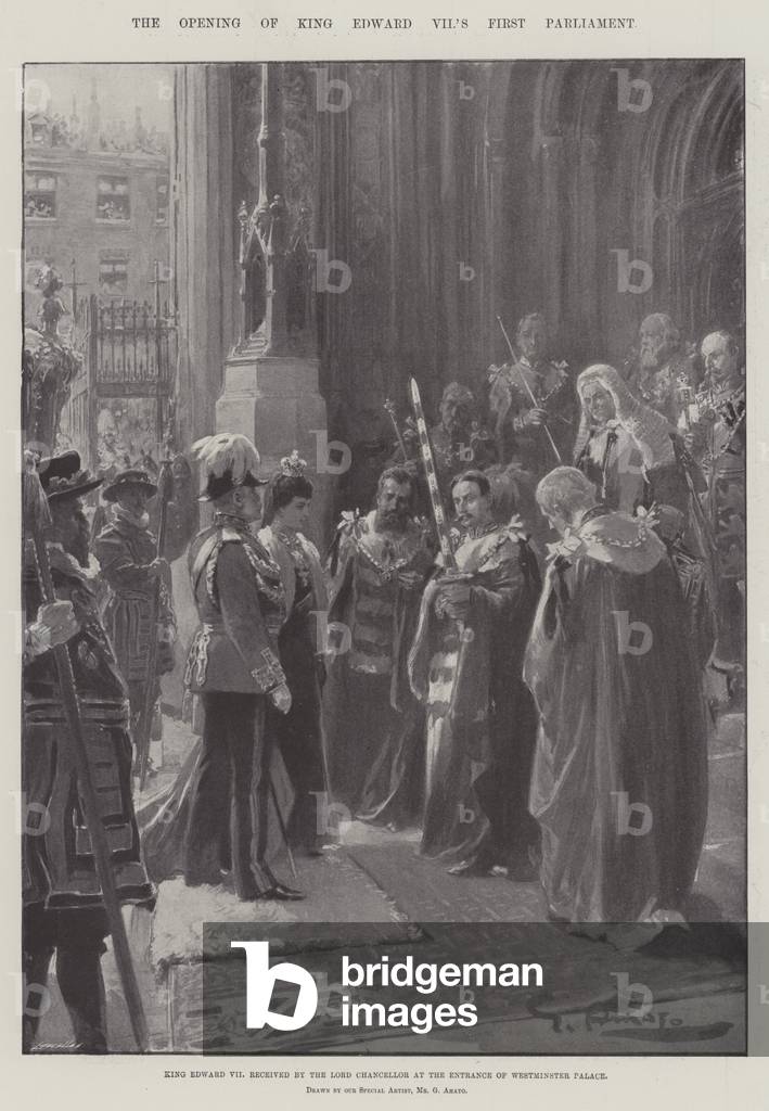 l'apertura del re Edoardo VII del primo Parlamento (lito)