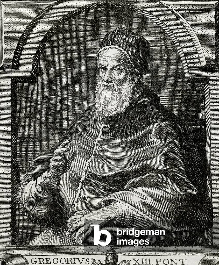 Papa Gregorio XIII (1502-1585). Ritratto (incisione)