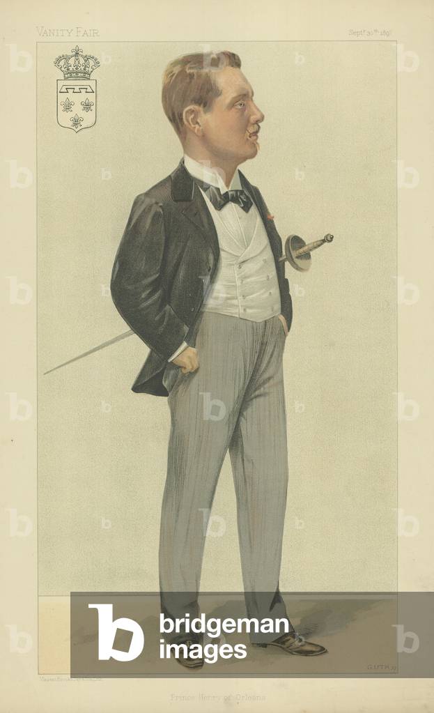 Prince Henry d'Orléans (coloris litho) par Jean Baptiste Guth, b/w