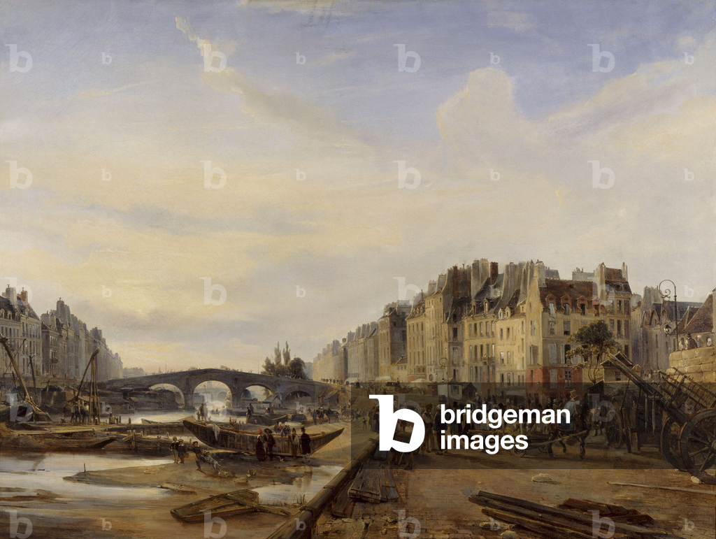 Die Pont-Marie und der Hafen Saint-Paul, ca. 1827 (Öl auf Leinwand)