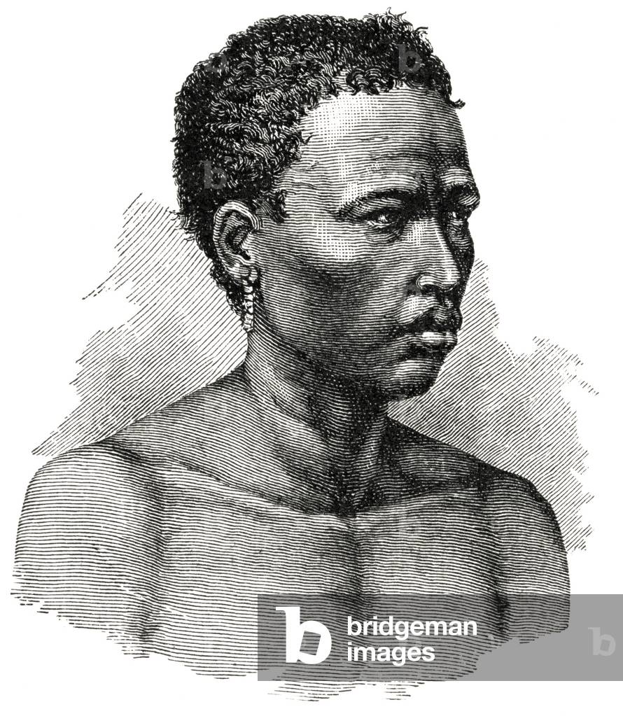 Young Bushman, Lake Ngami Region, Botswana, Africa, Illustrazione, 1885