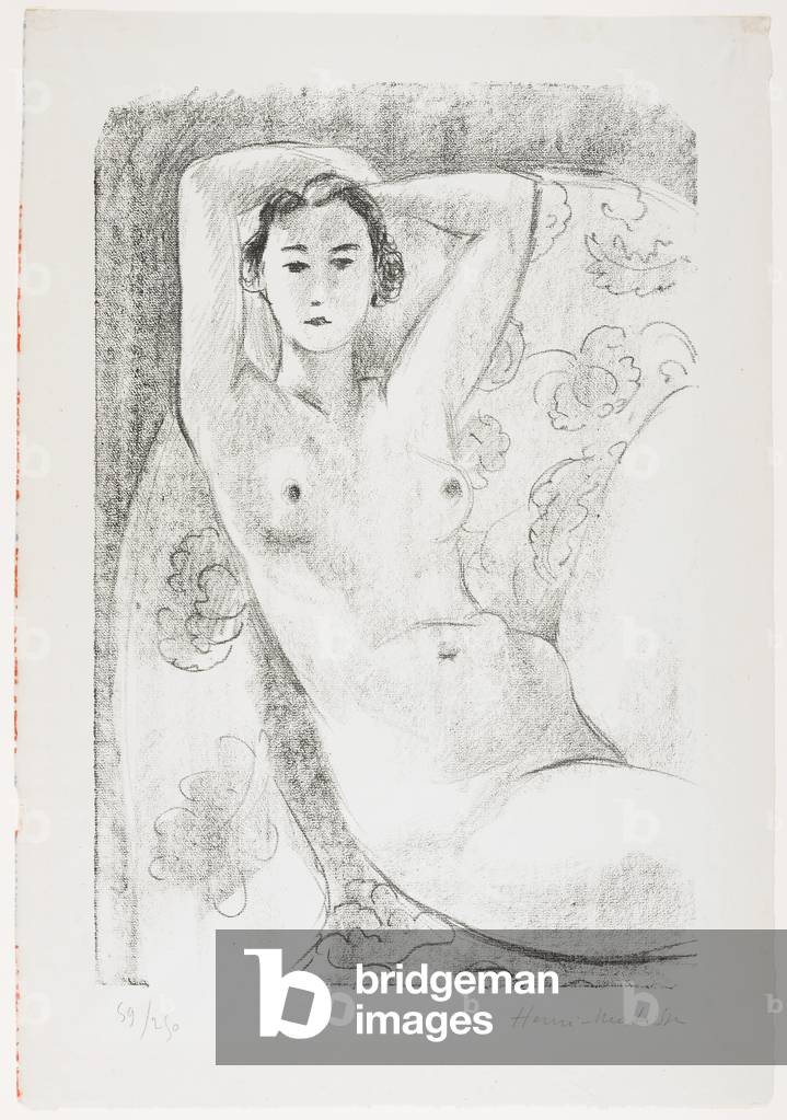 Immagine di Stampa "Nudo seduto in poltrona con decorazione floreale" 1924 di Henri Matisse