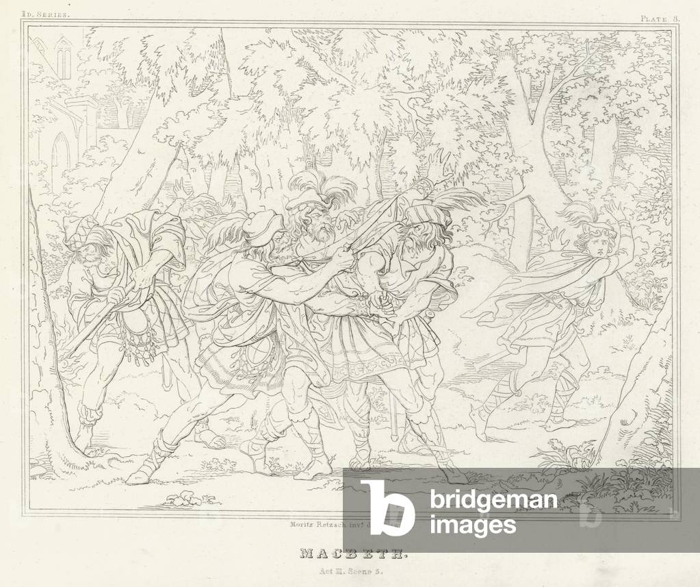 "Macbeth" di Friedrich August Moritz Retzsch, b/w