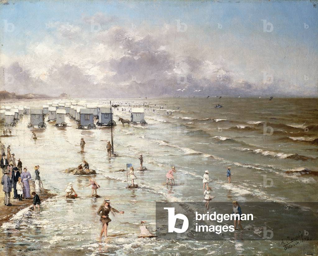 Bild von Gemälde "der strand bei ostende", 1892 von Adolphe Jacobs