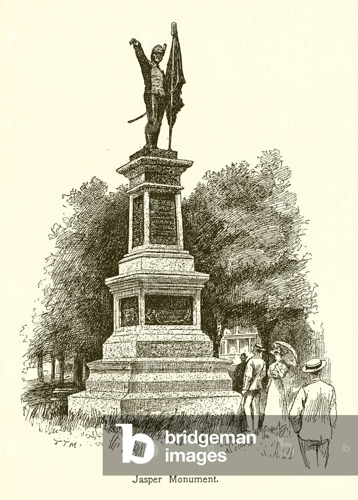 Jasper Monument (engraving) by American Artist, b/w