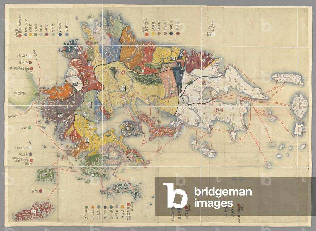 Carte de l'île de Kiushiu 1830 par Japanese School