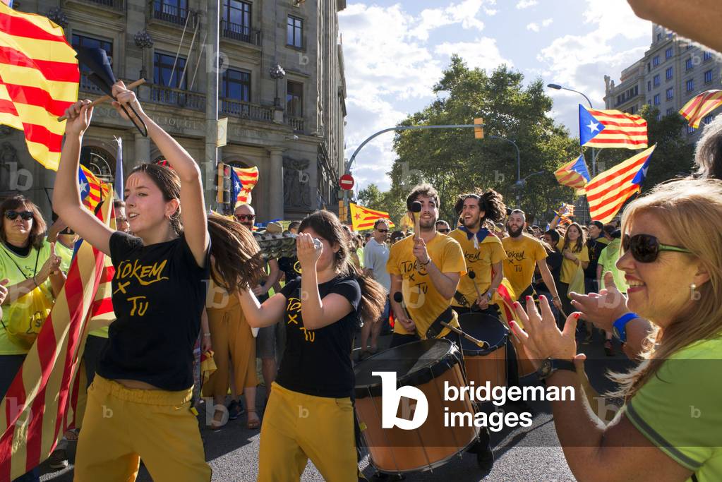 Un million de Catalans marchent pour l'indépendance le 11 septembre 2017 dans le centre de Barcelone, Catalogn