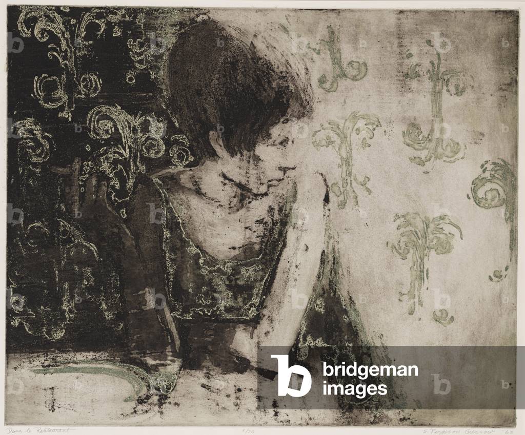 Immagine di Incisione "Dans le Restaurant", 1963 di Sue Ferguson Gussow