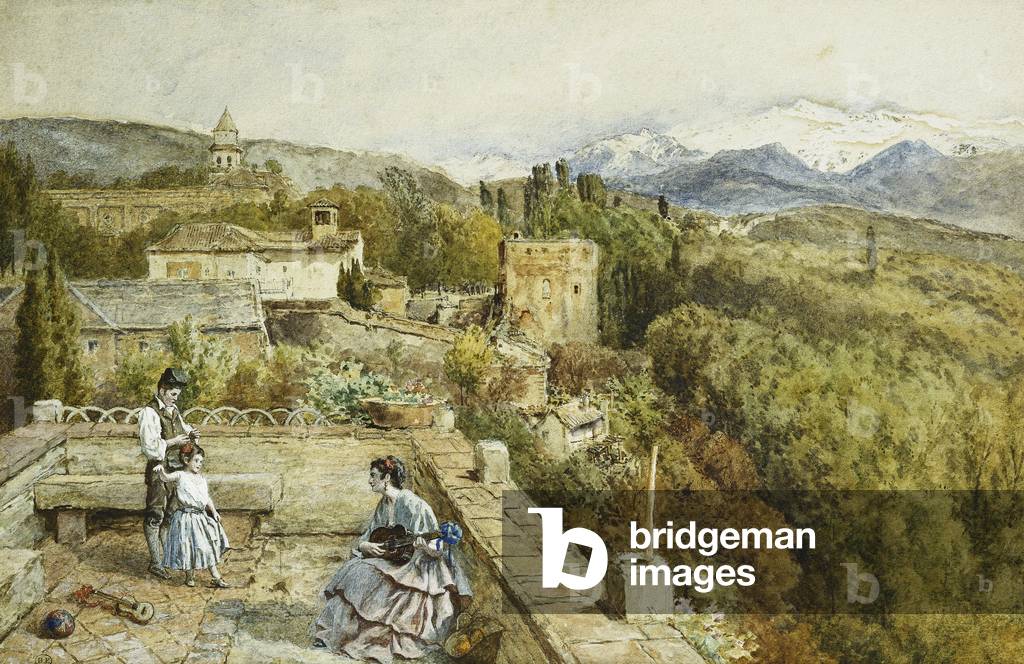 Bild von Zeichnung "Die Sierra Nevada von der Alhambra" von Myles Birket Foster