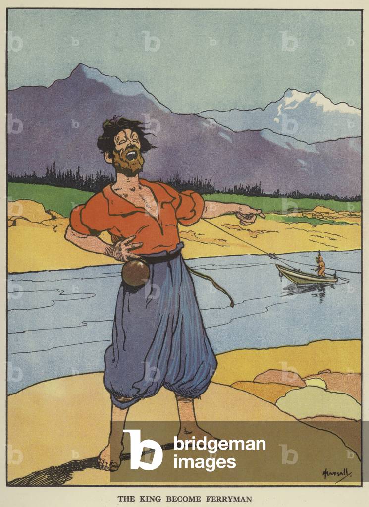 "Der König wird Fährmann (Farbe Litho)" von John Hassall