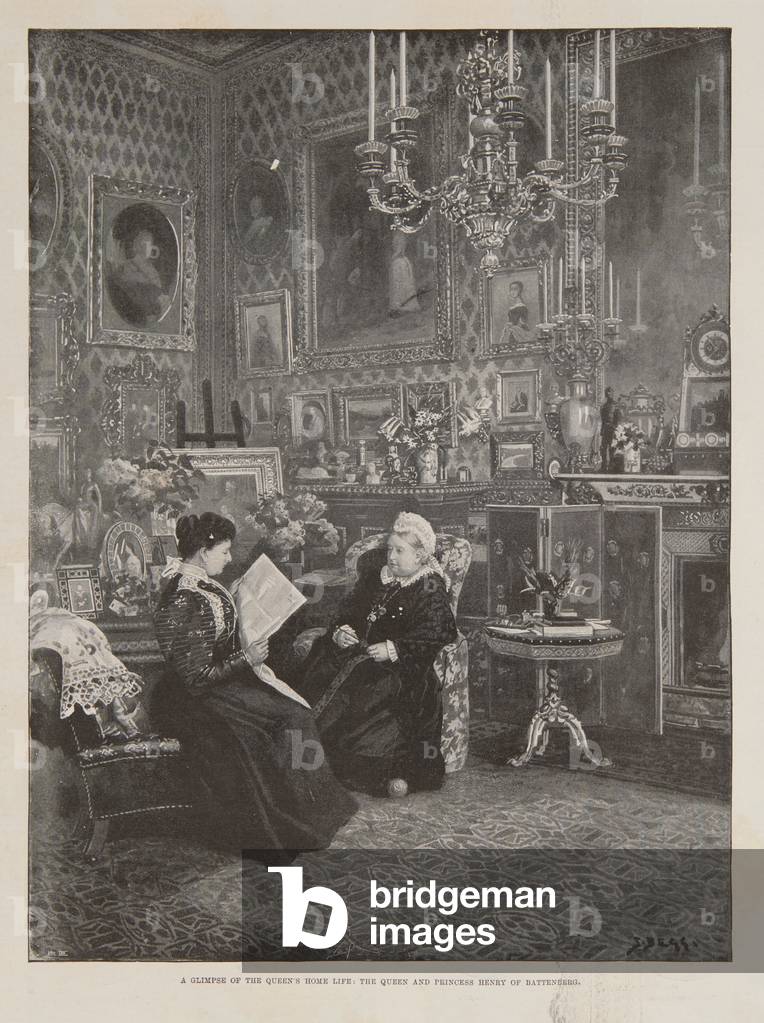 Image de Estampe représentant Reine Victoria et princesse Béatrice 1901 par Samuel Begg