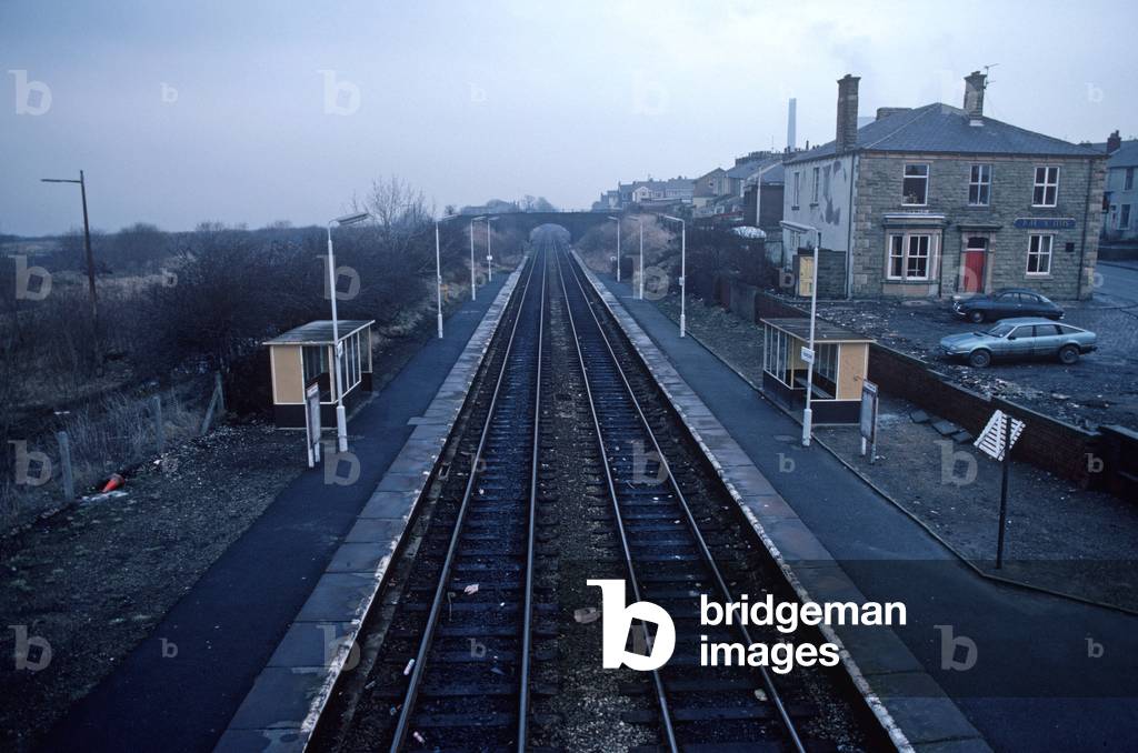 "Stazione ferroviaria Huncoat sulla British Rail Preston alla stazione ferroviaria di Colne" 1982
