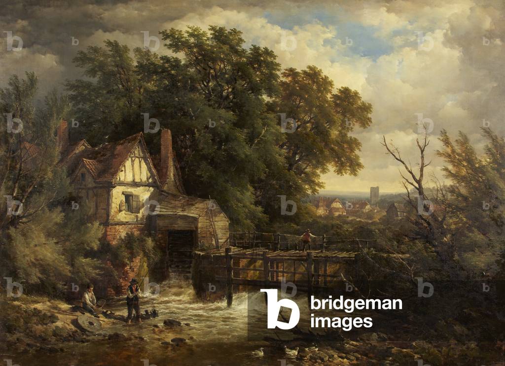 Ein Surrey Mill Stream (Öl auf Leinwand)