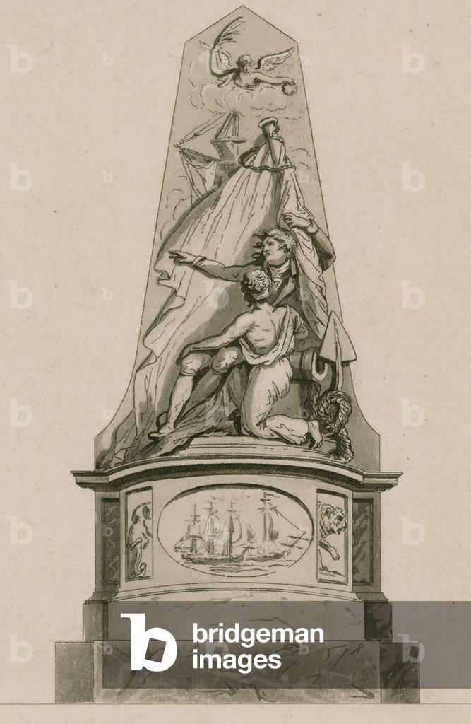"Memoriale al capitano Edward Cooke" di English School, b/w