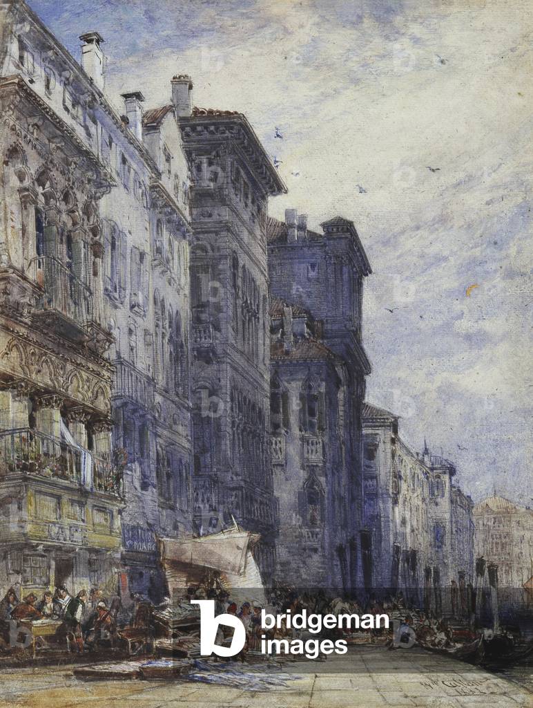 Der Marktplatz, Coburg, (Bleistift und Aquarell)