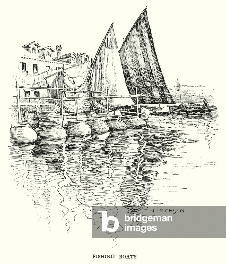Bild von Druck "Fischerboote (Litho)" 1901 von Nelly Erichsen