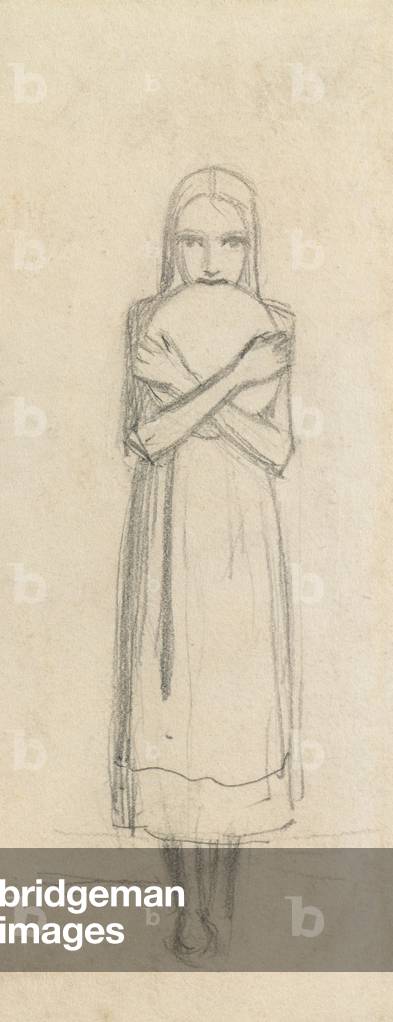 Skizze eines jungen Mädchens, 1863 (Bleistift auf Papier)