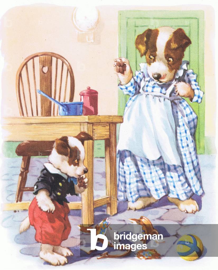 Der Krug fiel auf den Boden und lag dort in Stücke, aus Somebody Darlings Pub.von Juvenile Productions, 1957 (