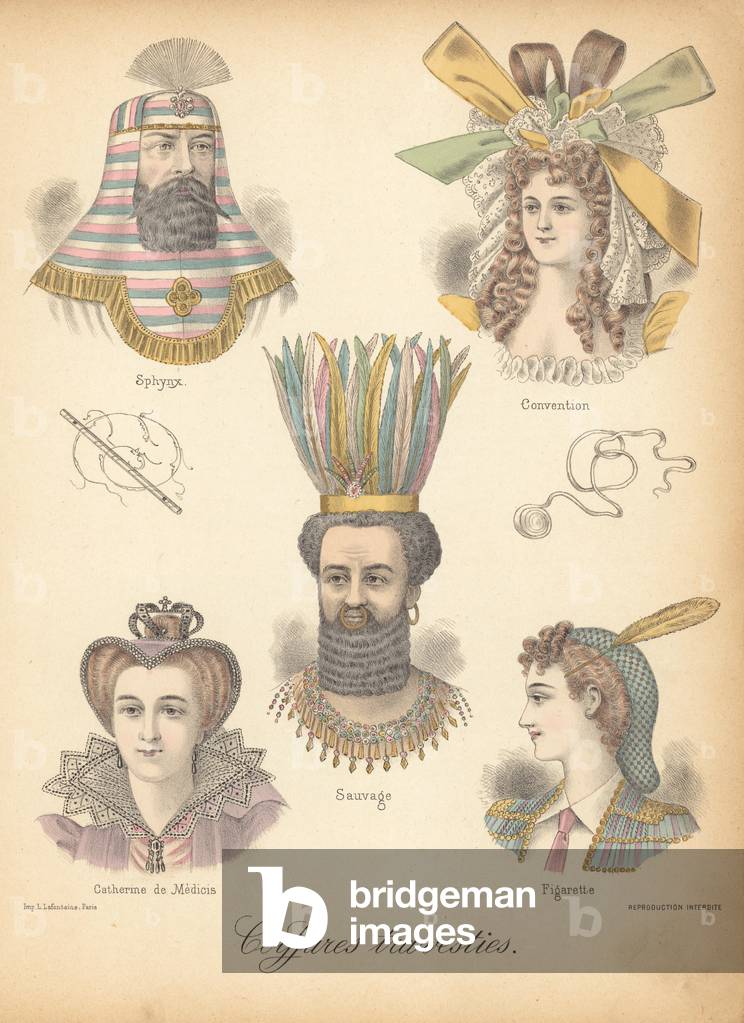 Extraordinary hair styles (chromolitho) by French Artist
