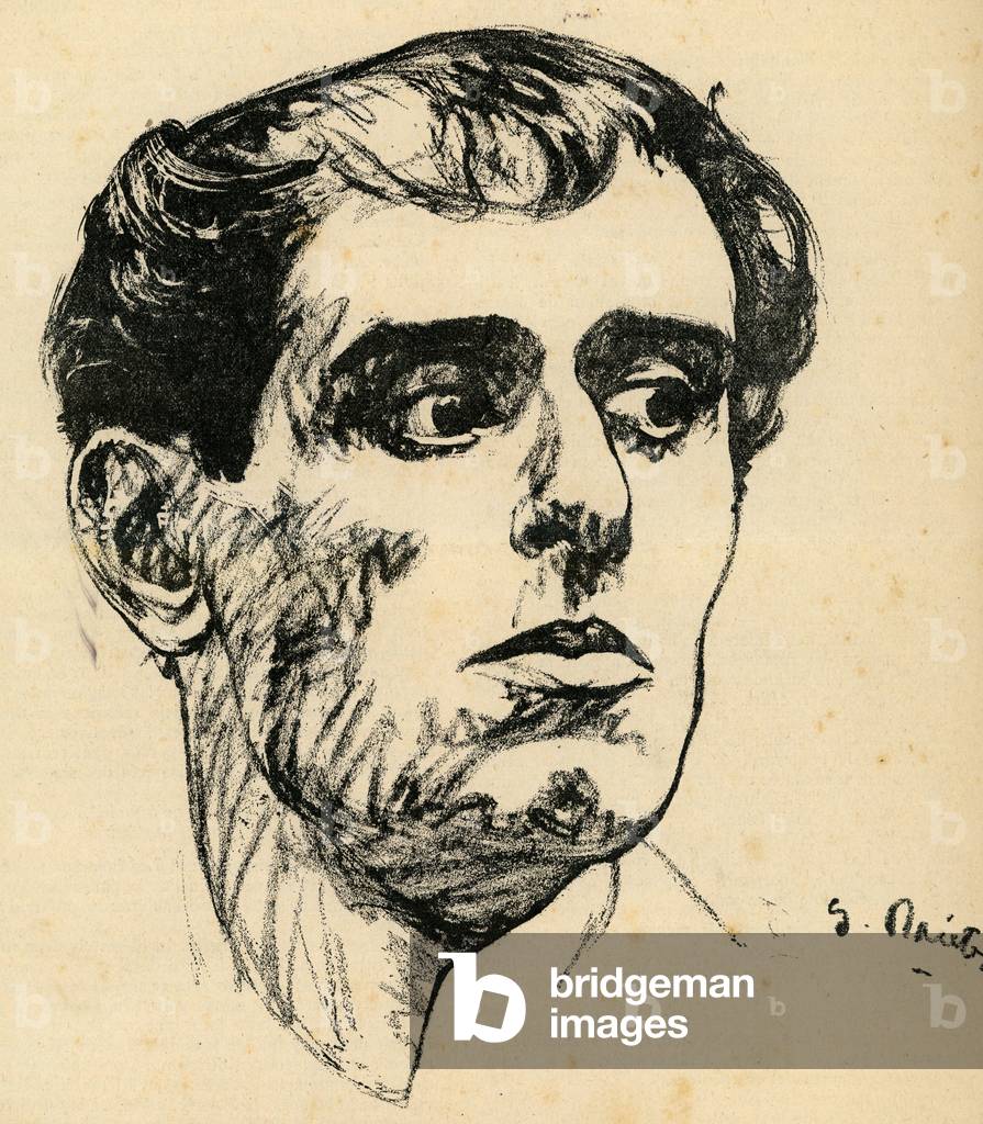 Image of Drawing depicting Gaston Mardochee Brunswick dit Gaston Montehus 1912 by Gaston Raieter, b/w