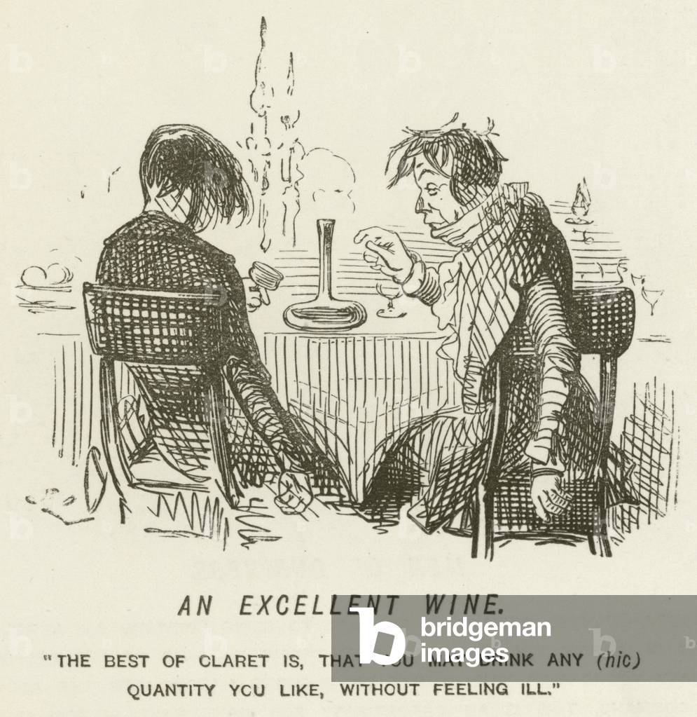 Un excellent vin (gravure) par John Leech, b/w