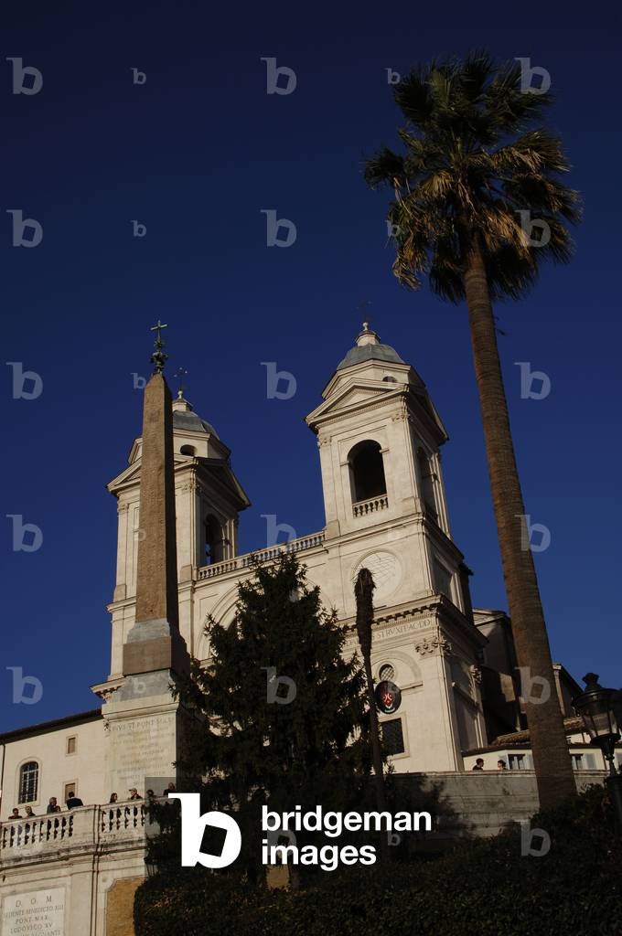 Italy. Rome. Church of the Trinita dei Monti and the Sallust Obelisk.
