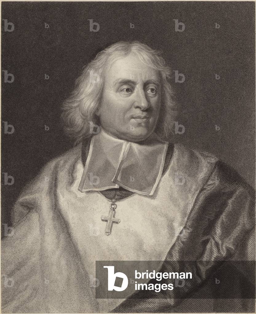 "Jacques-Benigne Bossuet (Gravur)" von Hyacinthe Rigaud, b/w