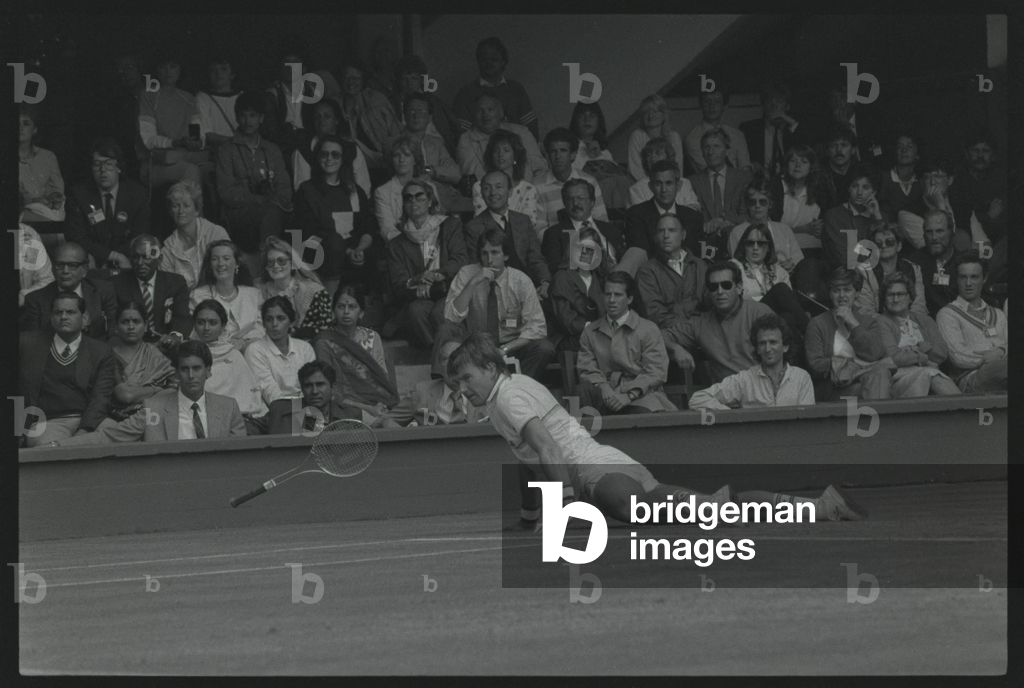 Jimmy Connors Metal Racket Image of American Jimmy Connors slides on the court and looses his by ...