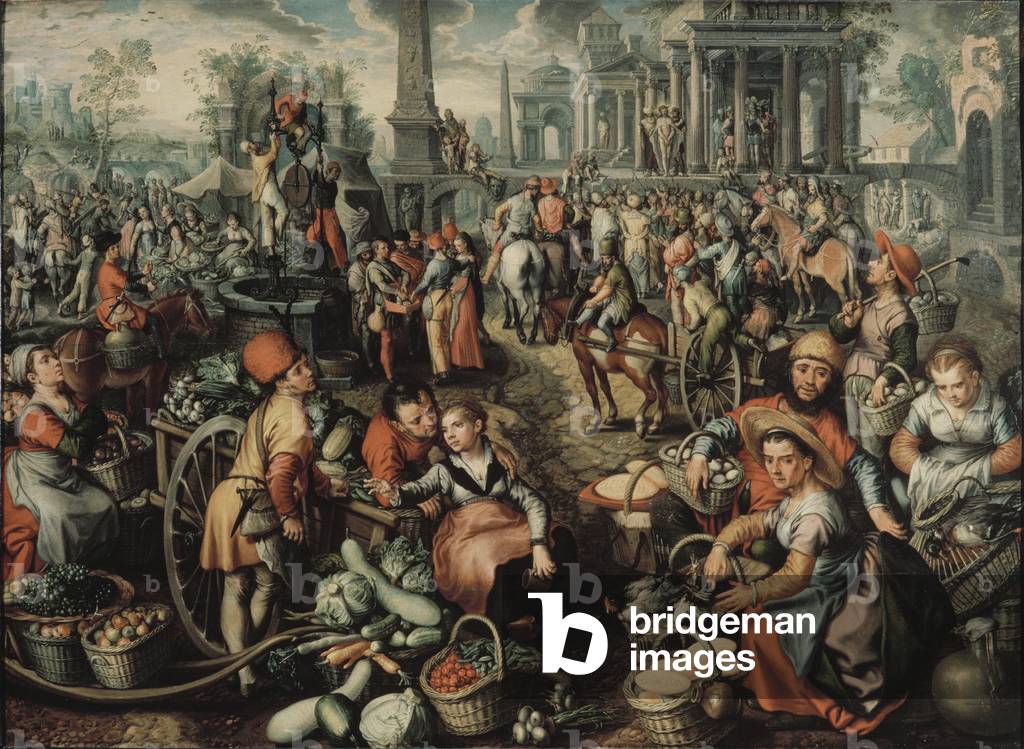 Immagine di Dipinto "mercato scena: ecce homo" 1561 di Joachim Beuckelaer or Bueckelaer