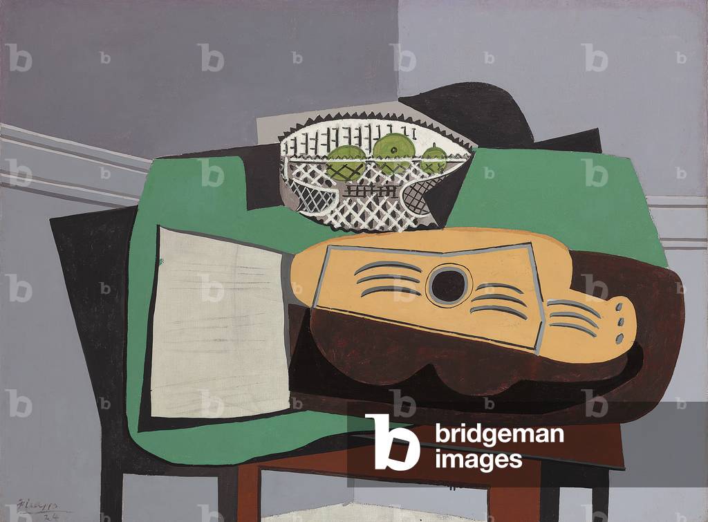 Chitarra, Fruitbowl e Spartiti; Guitare, Compotier, Partizione, 1924 (olio su tela)
