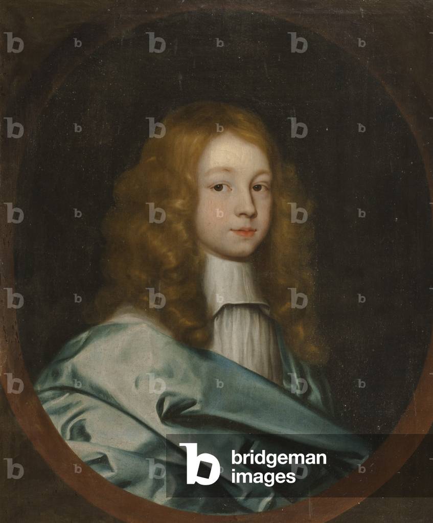 un ragazzo sconosciuto in un chiaro blu mantello (olio su tela)