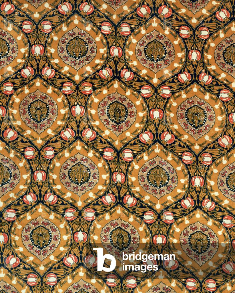 Bild von Textil & Mode "Baumwollsamt mit Medaillons und Granatapfelrebe (Textil)", c.1896 von English School