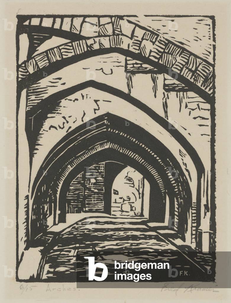 "Bögen (Linoleumschnitt)" von Fred Kramer, b/w