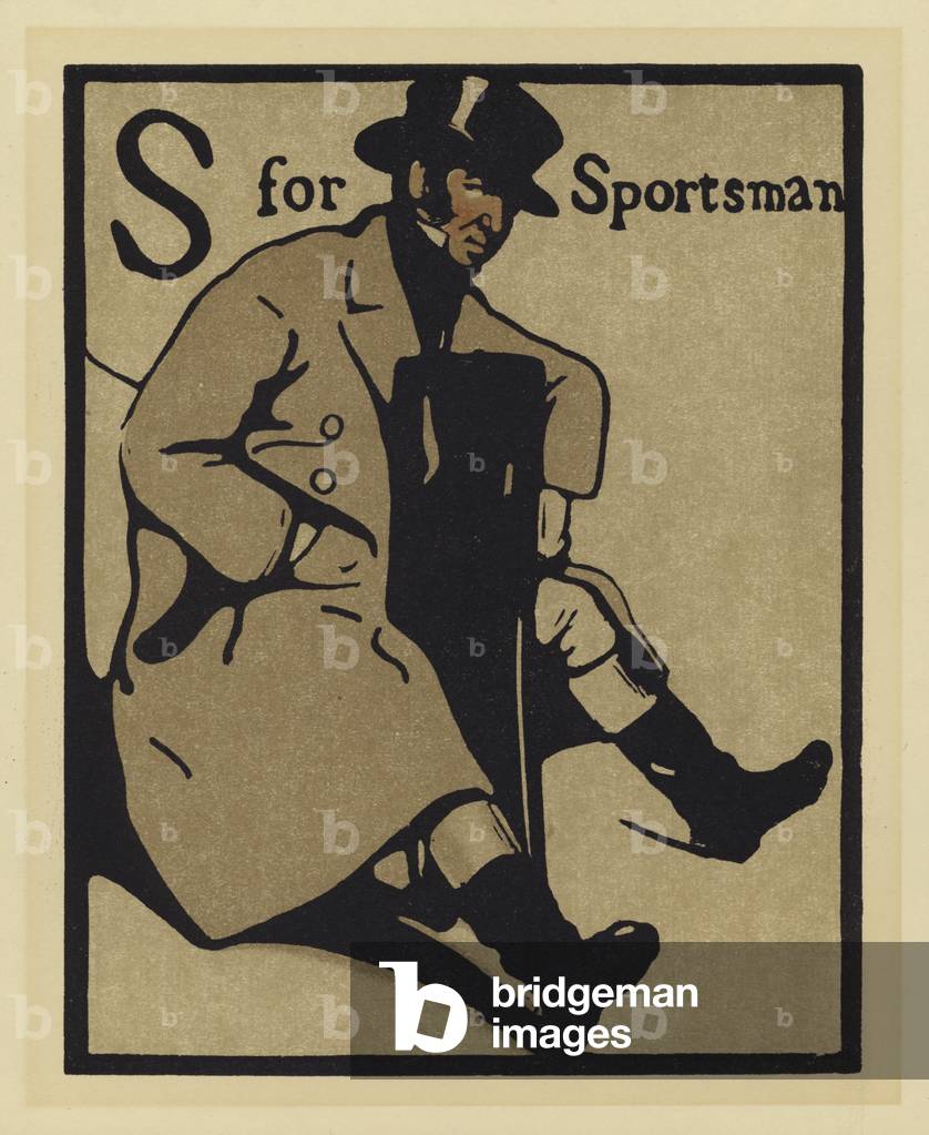 "S für Sportler (farbiger Holzschnitt)" von William Nicholson