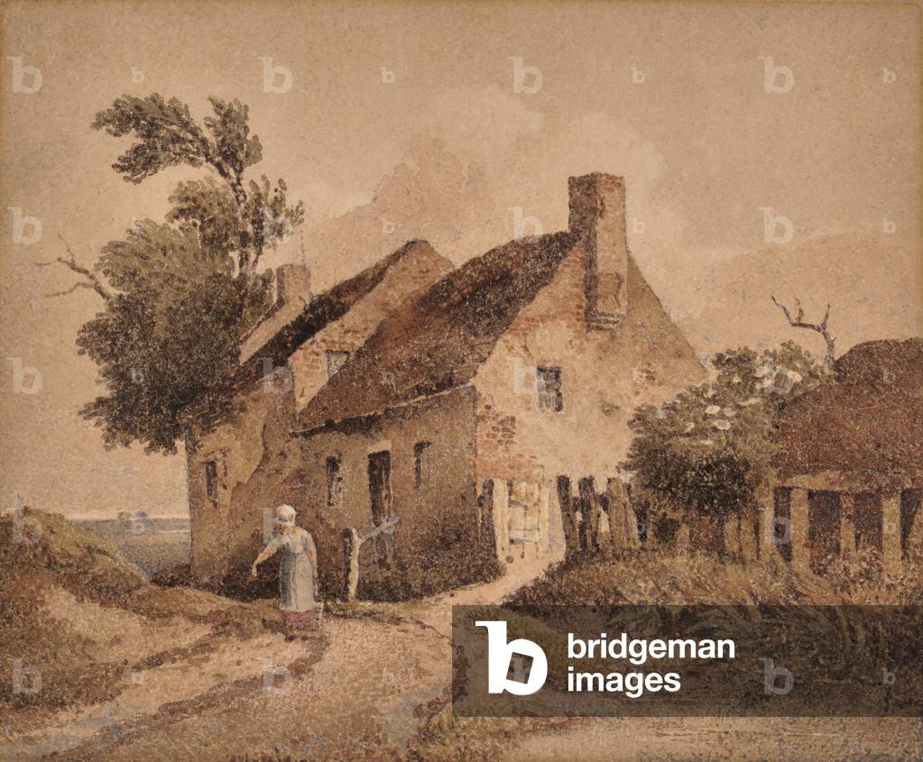 Un cottage lungo la strada, 1800-59 (acquerello)