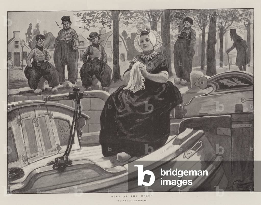 Bild von Druck "Eva am Helm (Litho)" von Gordon Frederick Browne, b/w