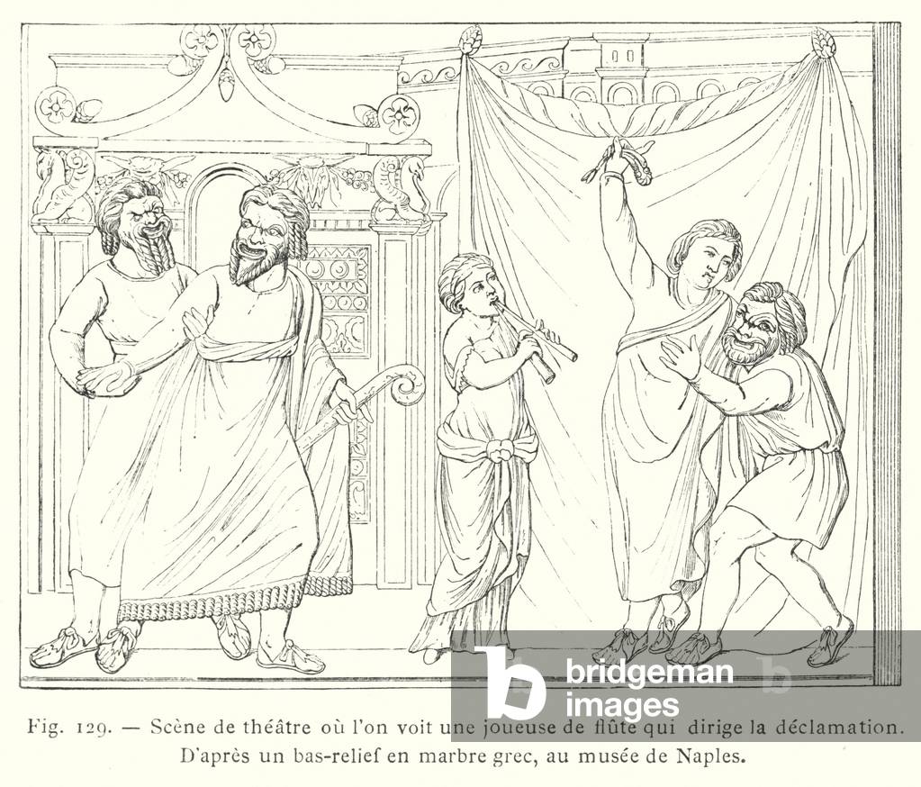Image of Scene de theatre ou l'on voit une joueuse de flute by French ...